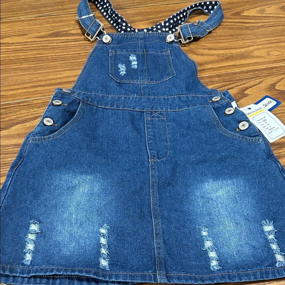 NWT Kidscool Space Kids Denim Overall Dress - Blue
